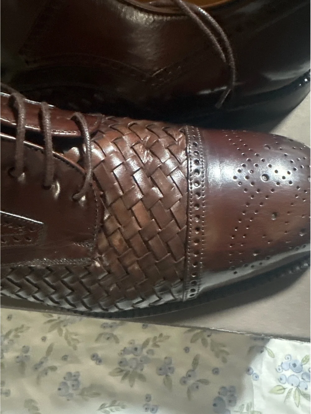 Neiman Marcus Men's Brown Leather Woven Dress Shoes Size 10M